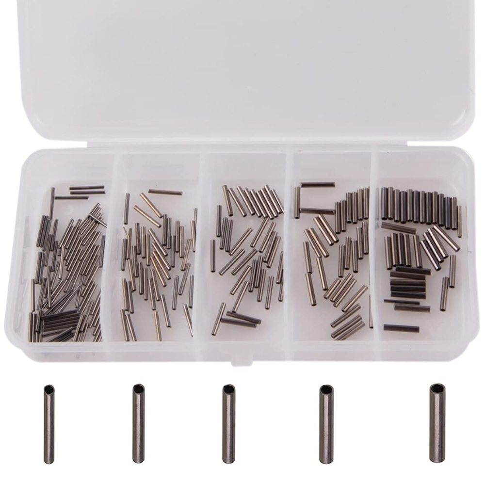 Fishing Line Box - 銅釣り糸コネクター,180ピース/箱0.6mm-1.4mm,釣り糸アクセサリーツール,クリンプスリーブ
