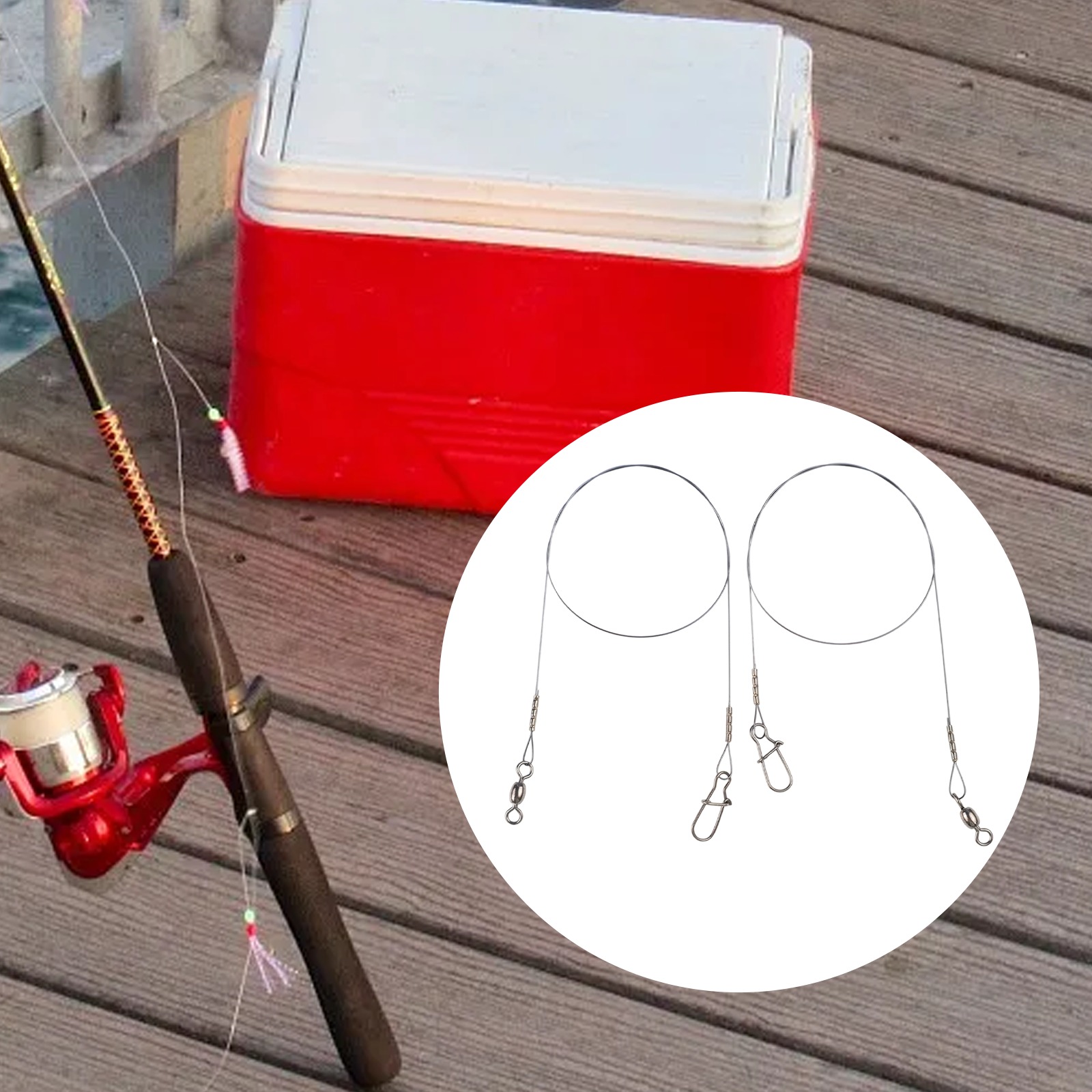 Fishing Line Winder - 2pc 釣りチタンワイヤーリーダーラインスイベル付きデュオロックスナップアンチワインディングチタンワイヤーアンチバイトワイヤー釣りツールアクセサリー