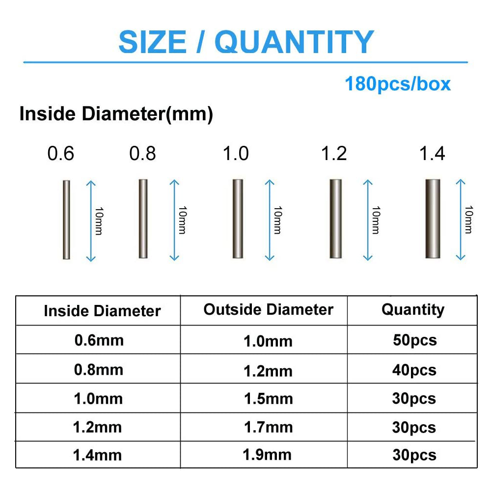 銅釣り糸コネクター,180ピース/箱0.6mm-1.4mm, - Fishing Line Box のレビューと価格