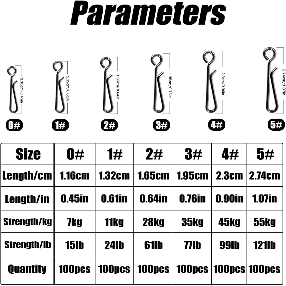 100個入り ステンレス製 釣り用スナップクリップ スピード - Freshwater Line のレビューと価格
