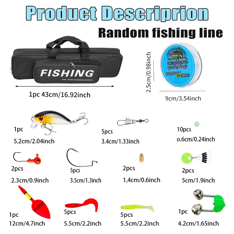 8m伸縮式釣り竿リールコンボセット、携帯用釣り具キット、人工 - Freshwater Line のレビューと価格