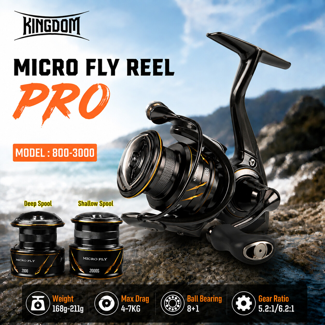 キングダム マイクロ フライ プロ フィッシング スピニング - Abu Garcia Reel Revo のレビューと価格